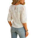 Women's elegant floral print fashion top front view in pink