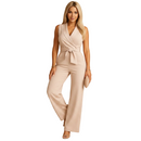 White jumpsuit featuring a wide leg design