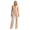 Pink wrap front jumpsuit with elegant styling