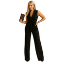 White wrap front jumpsuit with elegant styling