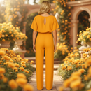 Women's high waist lace-up detail tailored jumpsuit front view in black