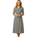 Women's long short sleeve summer maxi dress front view in black