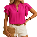 Full-length view of women's sleeveless elegant blouse