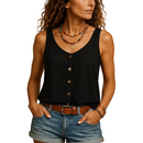 Women's sleeveless V-neck summer top with pockets in gray